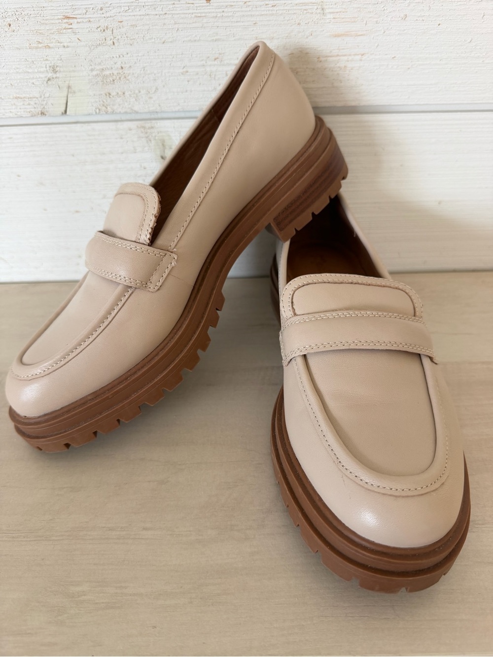 Madewell The Bradley Lugsole Leather Loafer Women’s Size 8.5M Cream NEW
